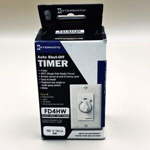 Intermatic FD4HW Auto Shut-Off Timer SPST 4-Hour White Easy Install